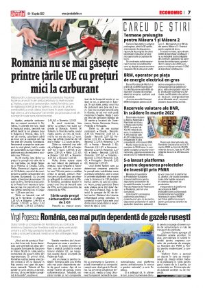Pag. 7, Economic, Jurnalul de Ilfov nr. 594, România nu se mai găsește printre țările UE cu prețuri mici la carburant
