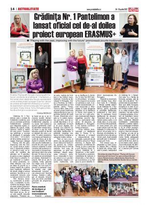 Pag. 14, Actualitate, Jurnalul de Ilfov nr. 594, Grădiniţa Nr. 1 Pantelimon a lansat oficial cel de-al doilea proiect european ERASMUS+