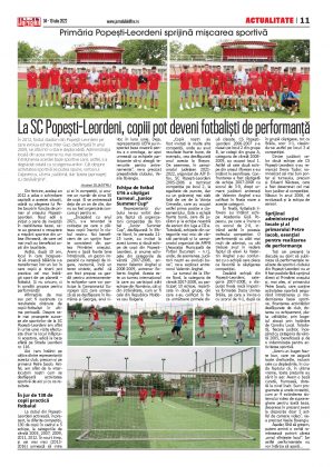 Pag. 11, Jurnalul de Ilfov, Primăria Popești-Leordeni sprijină mișcarea sportivă