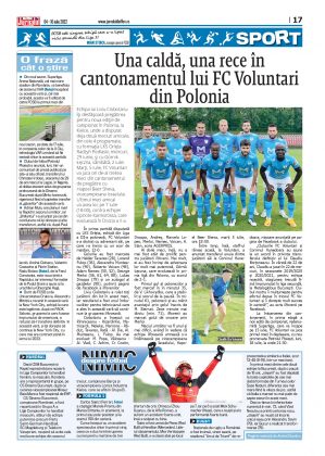 Pag. 17, Sport, Jurnalul de Ilfov, Una caldă, una rece în cantonamentul lui FC Voluntari din Polonia