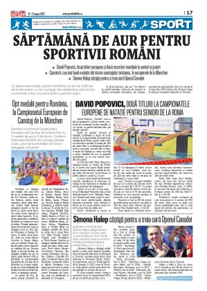 Pag. 17, sport, SĂPTĂMÂNĂ DE AUR PENTRU SPORTIVII ROMÂNI